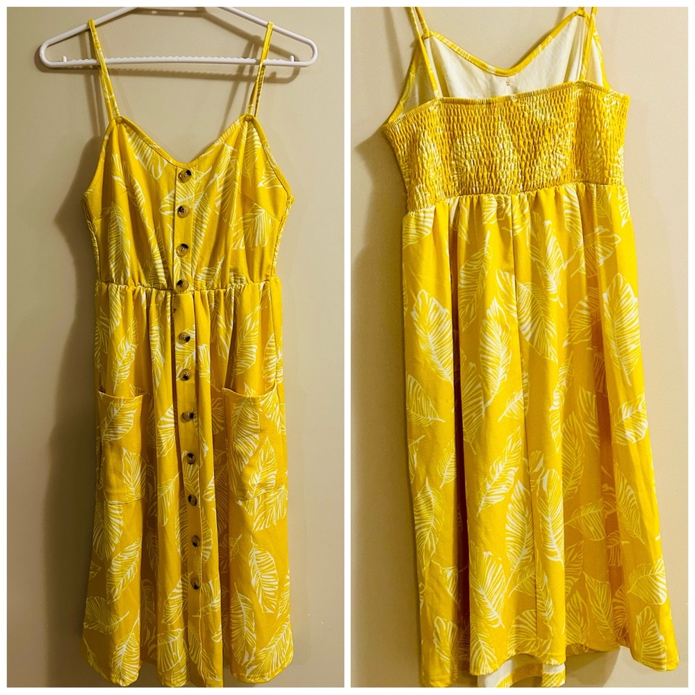 Knee length cute dress.
